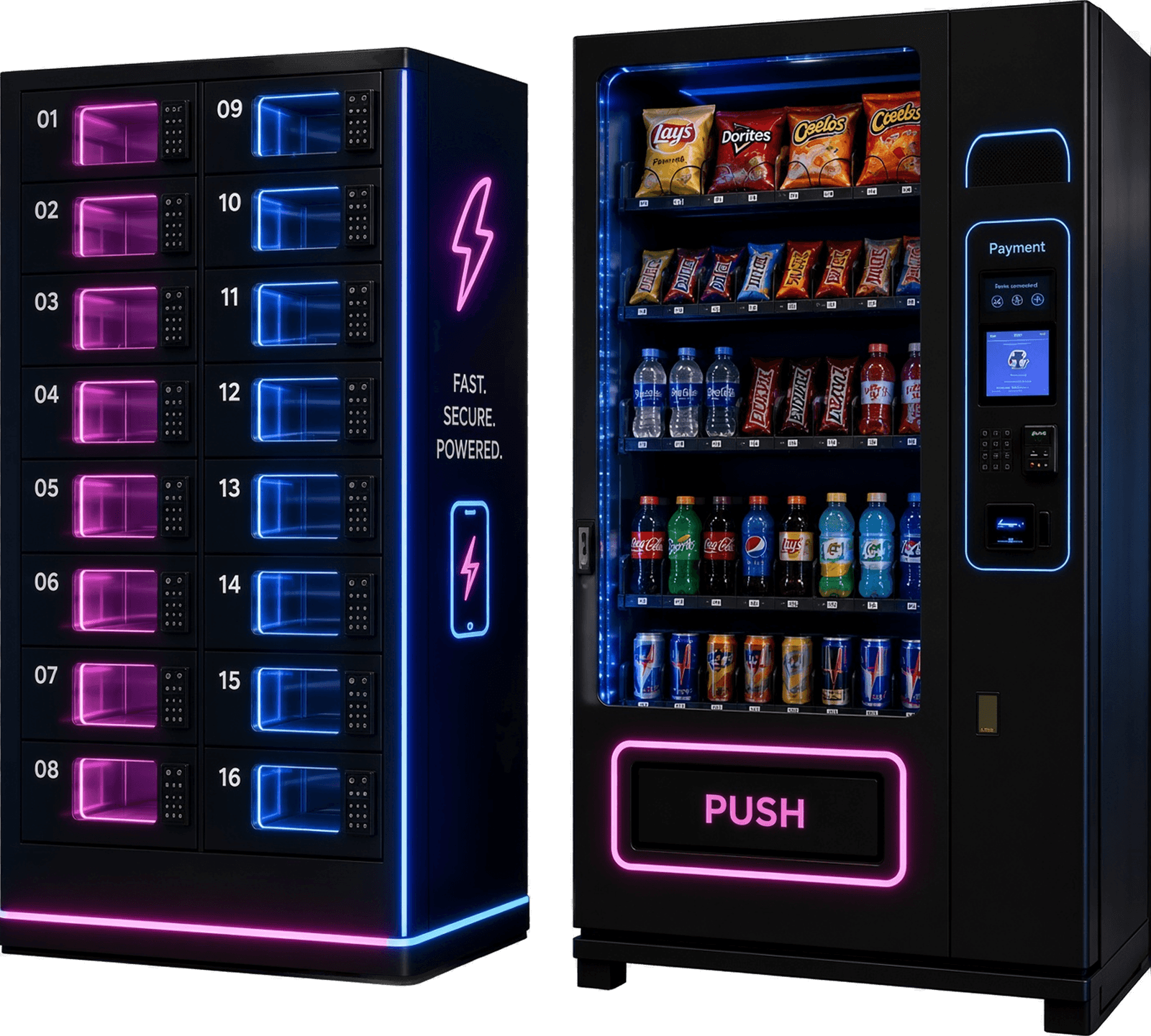 ChargeZzz vending and secure phone-charging machines